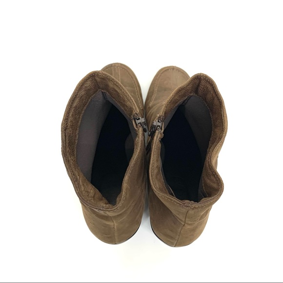 Sesto Meucci Light Brown Worn Leather Style Low Stacked Heel Ankle Boots Sz 9.5 - Picture 13 of 16